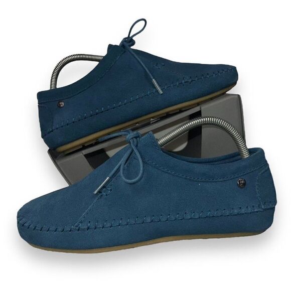 Bearpaw Ellen Cow Suede Moc Shoes Slate Blue 1971W Women's 9 - Picture 1 of 11
